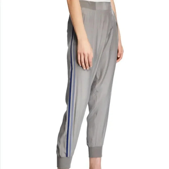 Atm Anthony Thomas Melillo Jogger Pants Pure Silk Pull On Side Stripes Gray XS - Picture 1 of 11